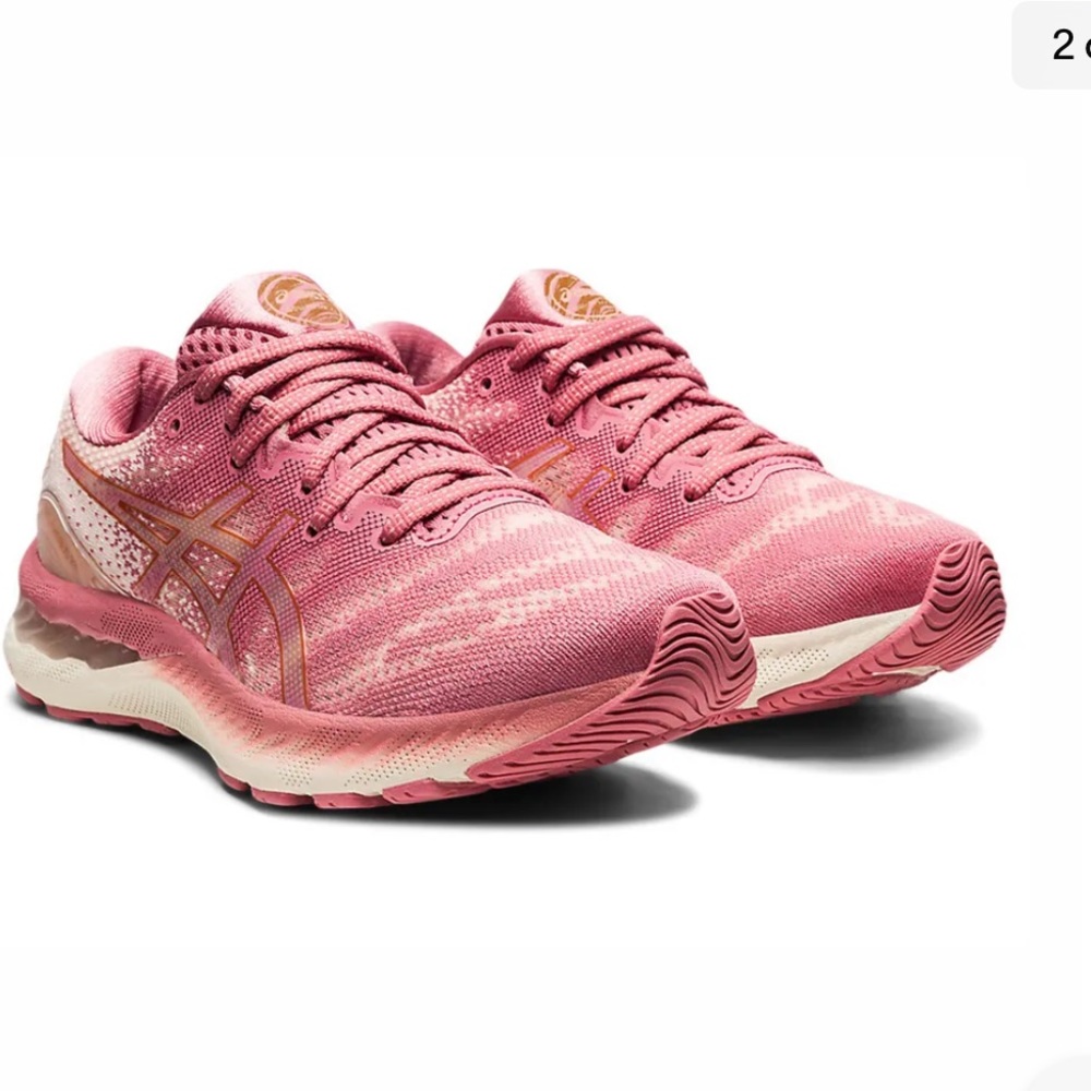 Asics Pink Running Shoes with Gold Accents